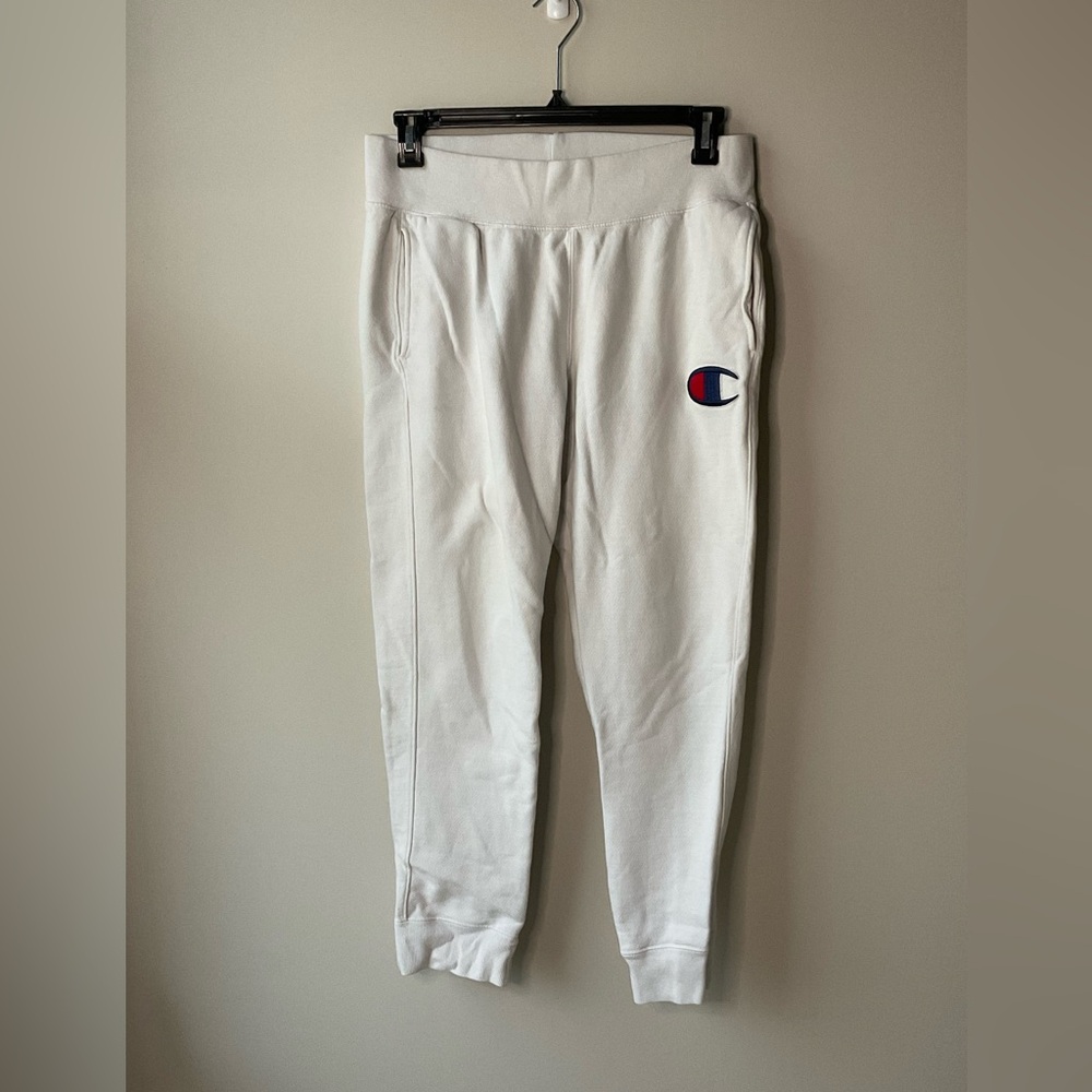 Champion Reverse Weave White Sweatpants Large